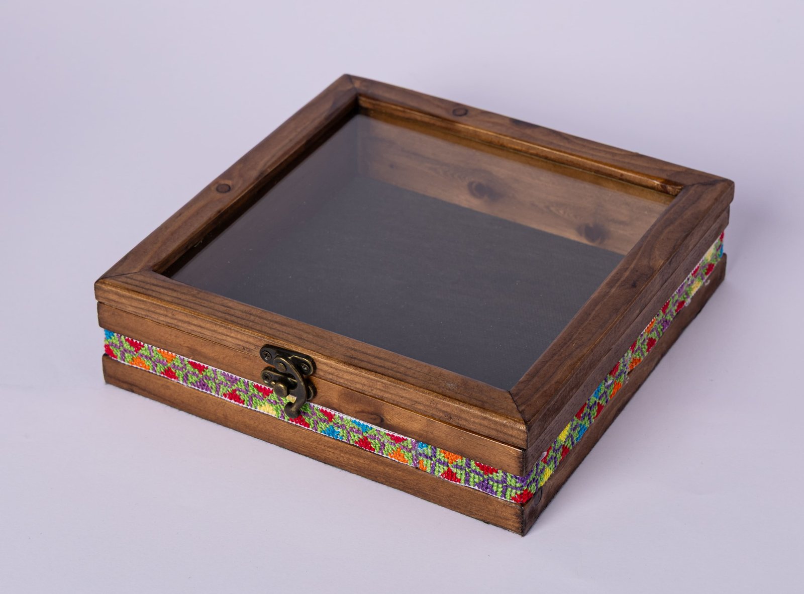 Hand-Embroidered Wooden Keepsake Box